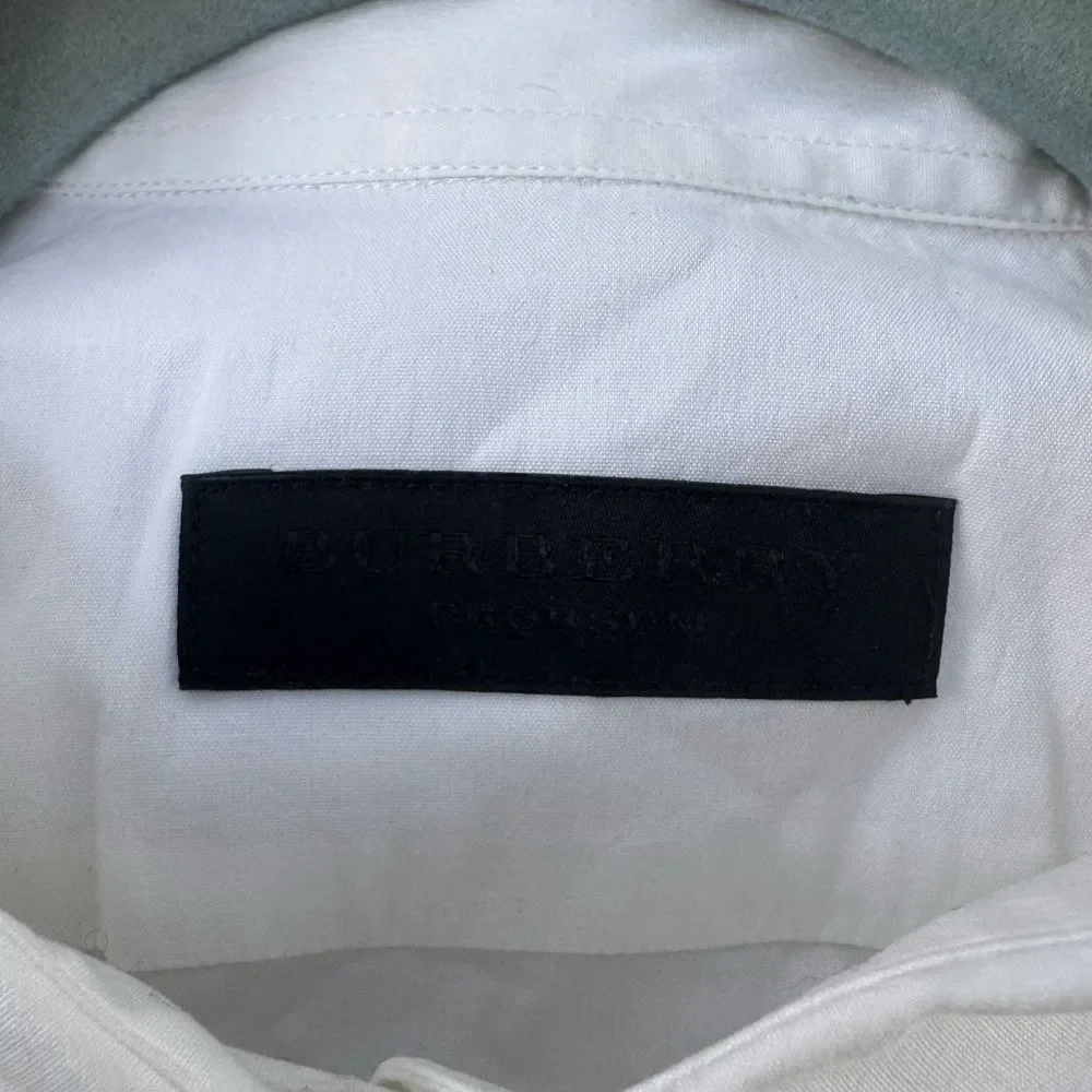 Burberry Women's White Cotton Blend Ruffle Button Down Dress Shirt - Picture 5 of 6